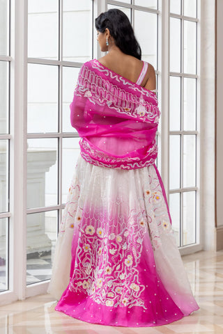 Blushen pink-white ombre paint me floral lehenga set