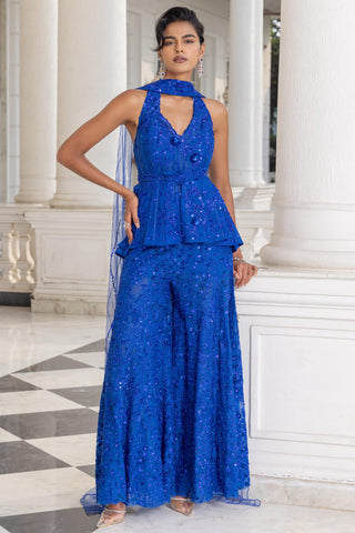 Sharara set for Indian Wedding – Saphyra Electric Blue by House of Armuse