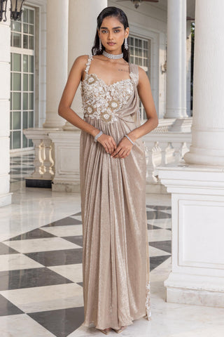 Gown for Contemporary Wear – Althea Champagne Gold by House of Armuse