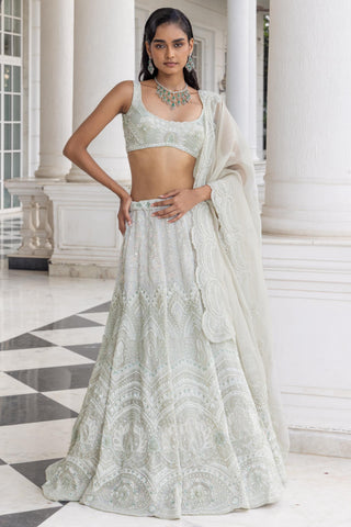 Embroidered lehenga set for Indian Wedding – Averis White by House of Armuse