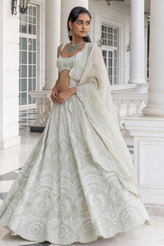 Embroidered lehenga set for Indian Wedding – Averis White by House of Armuse
