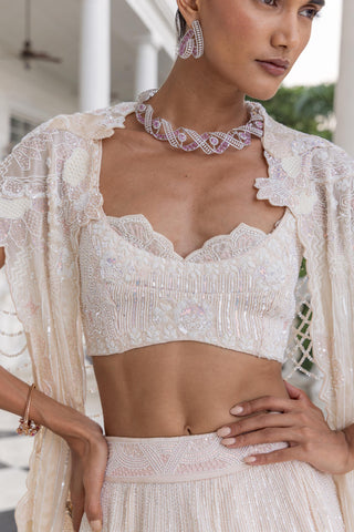 Cape set for Contemporary Wear – Crysera Ivory by House of Armuse
