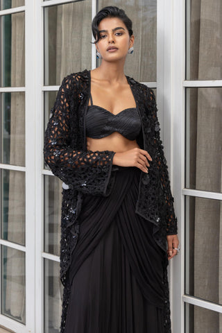 Jacket set for Contemporary Wear – Talyra Black by House of Armuse