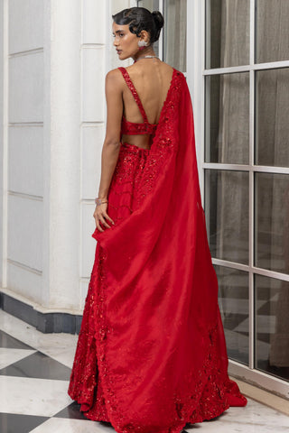 Corset lehenga set for Indian Wedding – Ember Red by House of Armuse