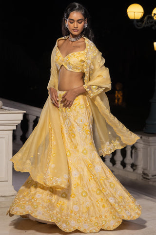 Fishcut lehenga set for Indian Wedding – Auryss Yellow by House of Armuse