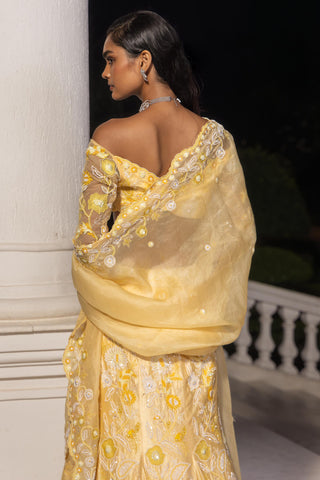 Fishcut lehenga set for Indian Wedding – Auryss Yellow by House of Armuse