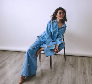 Co-ord Set Contemporary Wear - Blue Alloy by Babita Malkani