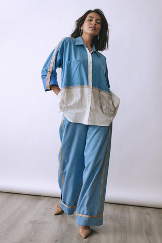 Co-ord Set Contemporary Wear - Blue Ice Bloom by Babita Malkani