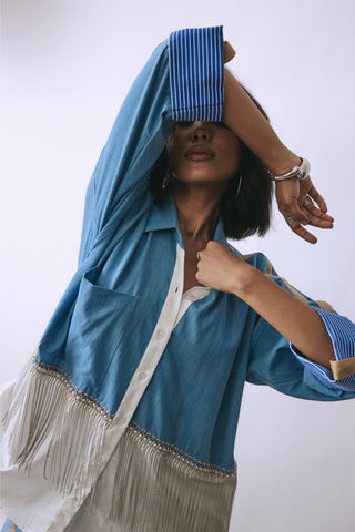 Co-ord Set Contemporary Wear - Blue Ice Bloom by Babita Malkani