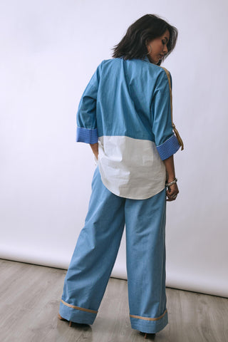 Co-ord Set Contemporary Wear - Blue Ice Bloom by Babita Malkani