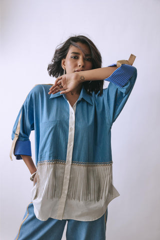 Co-ord Set Contemporary Wear - Blue Ice Bloom by Babita Malkani