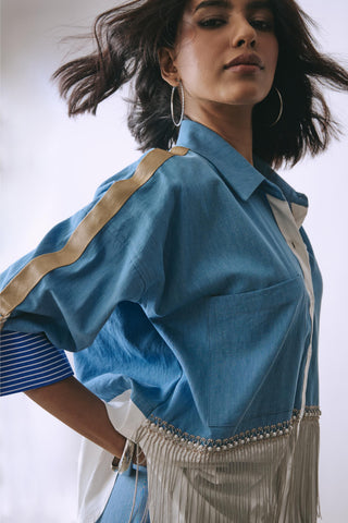 Co-ord Set Contemporary Wear - Blue Ice Bloom by Babita Malkani