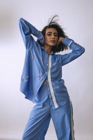 Co-ord Set Contemporary Wear - Blue Butterfly Static by Babita Malkani