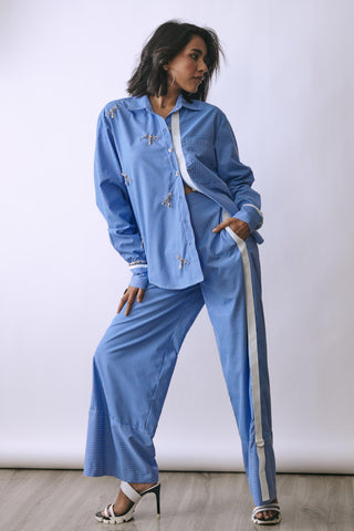 Co-ord Set Contemporary Wear - Blue Butterfly Static by Babita Malkani