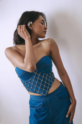 Co-ord Set Contemporary Wear - Blue Aurelia Denim by Babita Malkani