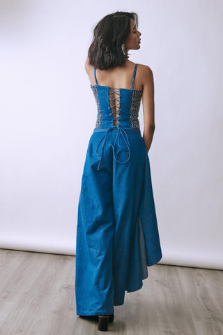 Co-ord Set Contemporary Wear - Blue Asymmetric Drift by Babita Malkani