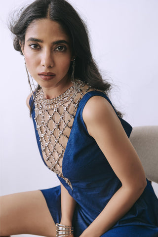 Dress Contemporary Wear - Blue Midnight Lattice by Babita Malkani