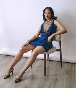 Dress Contemporary Wear - Blue Midnight Lattice by Babita Malkani