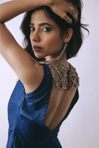 Dress Contemporary Wear - Blue Midnight Lattice by Babita Malkani