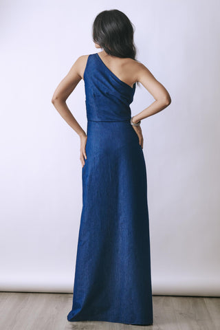 Gown Contemporary Wear - Blue Lunar Veil denim by Babita Malkani