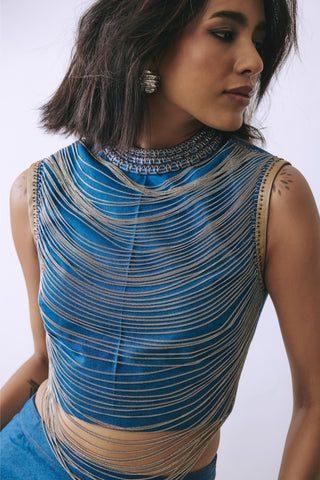 Skirt Set Contemporary Wear - Blue Eclipse Chain by Babita Malkani
