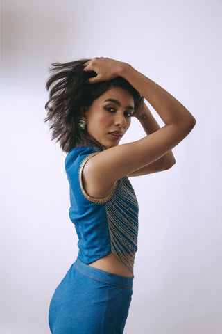 Skirt Set Contemporary Wear - Blue Eclipse Chain by Babita Malkani