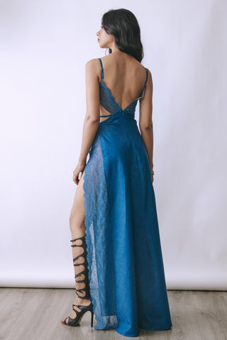 Gown Contemporary Wear - Blue Lunar Edge Cut-Out by Babita Malkani