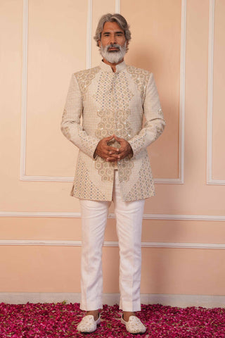 Beige dil se vaq zardosi jodhpuri
