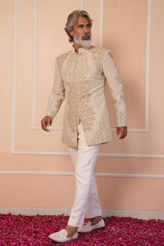 Beige dil se vaq zardosi jodhpuri