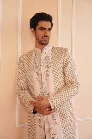 Beige dil se ayan zardosi sherwani