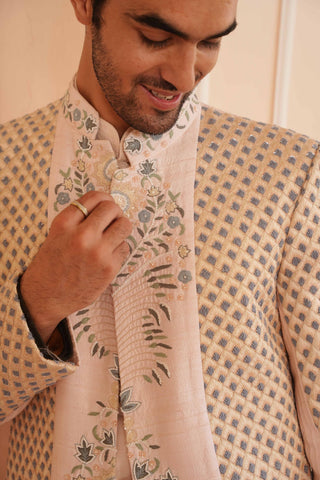 Beige dil se ayan zardosi sherwani