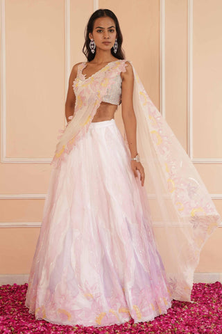 Ivory dil se kiara handpainted lehenga