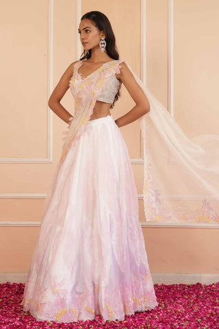 Ivory dil se kiara handpainted lehenga