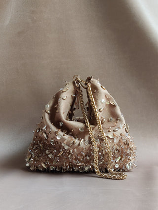 Gold sparkling hobo bag