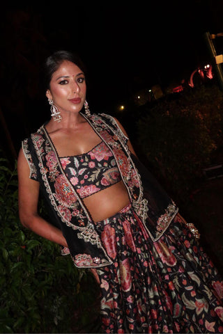 Black razzle icon lehenga set