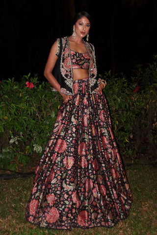 Black razzle icon lehenga set