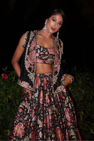 Black razzle icon lehenga set