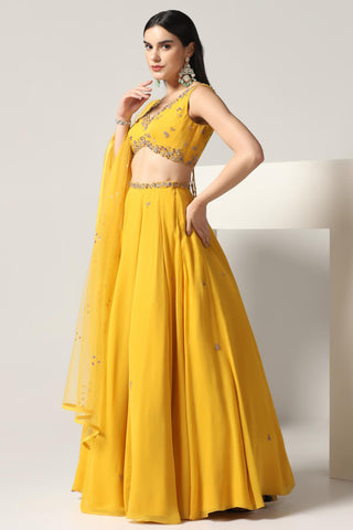Mustard yellow lehenga set