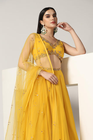 Mustard yellow lehenga set