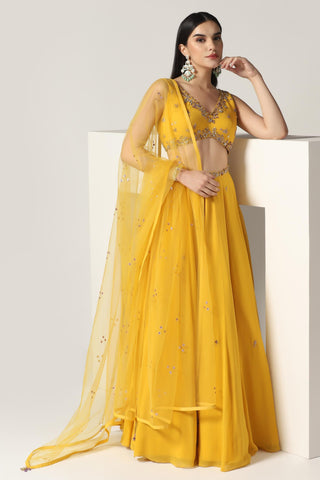 Mustard yellow lehenga set