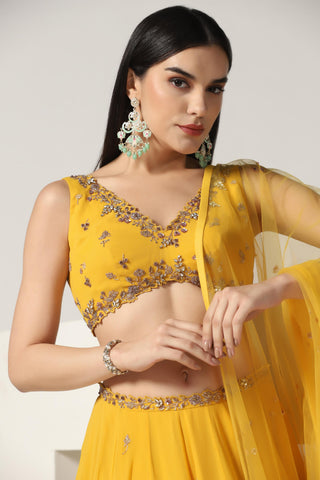 Mustard yellow lehenga set