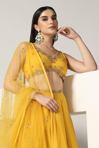 Mustard yellow lehenga set