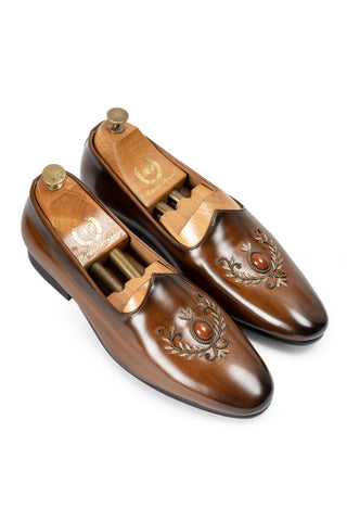 Men's Slip-On Shoes - Indian Wedding - Brown Kesar Crest by Modello Domani