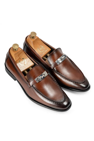 Patina Leather Slip-Ons - Indian Wedding - Brown Cavalier by Modello Domani
