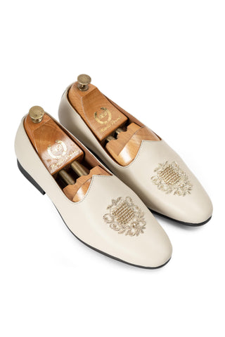 Zardozi Slip-Ons - Indian Wedding - Ivory Noor Crest by Modello Domani
