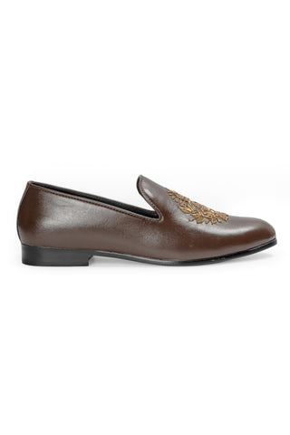 Embroidered Slip-Ons - Indian Wedding - Brown Kingsman by Modello Domani