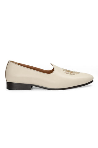 Zardozi Slip-Ons - Indian Wedding - Ivory Noor Crest by Modello Domani