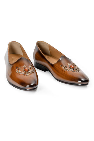 Men's Slip-On Shoes - Indian Wedding - Brown Kesar Crest by Modello Domani