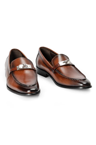 Patina Leather Slip-Ons - Indian Wedding - Brown Cavalier by Modello Domani