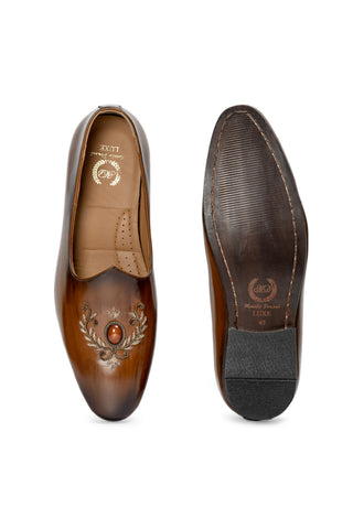 Men's Slip-On Shoes - Indian Wedding - Brown Kesar Crest by Modello Domani